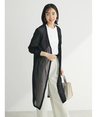 Green Parks 推しニット　ロング丈カーディガン Black