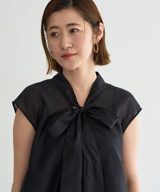 YECCA VECCA シアーボウタイブラウス Black