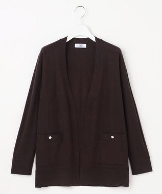 J.PRESS LADIES L KNIT BASIC ロング カーディガン ダークブラウン系
