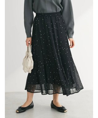 Green Parks シフォンプリーツスカート Dot Black