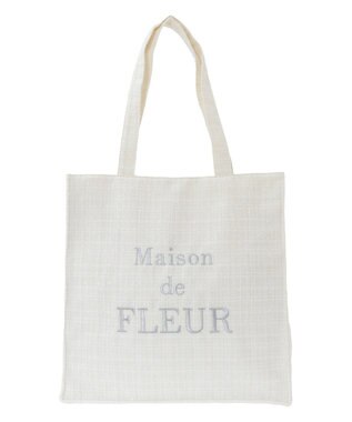 Maison de FLEUR ツイードロゴ刺繍スクエアトートバッグ Ivory