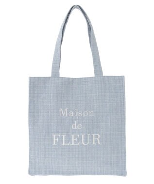 Maison de FLEUR ツイードロゴ刺繍スクエアトートバッグ Grayish Blue
