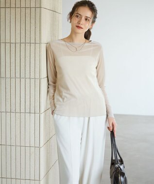 23区 S 【SLOW/一部店舗限定】ブラッシュドチュール メッシュベロア カットソー ベージュ系