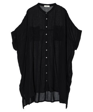 earth music&ecology レーヨンポケットシャツチュニック Black