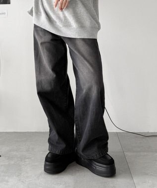 WEGO 厚底ワイドシューレーススニーカー ブラック