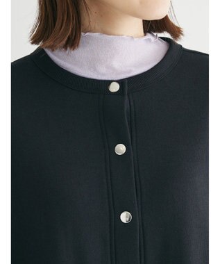 Green Parks 裏起毛ミディ丈ドットボタンカーディガン Black