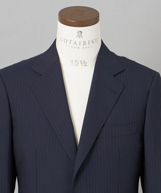 GOTAIRIKU 【御幸毛織】Superio160 ウールモヘヤシルクカシミヤ　スーツ（ネイビーストライプ） ネイビー系1