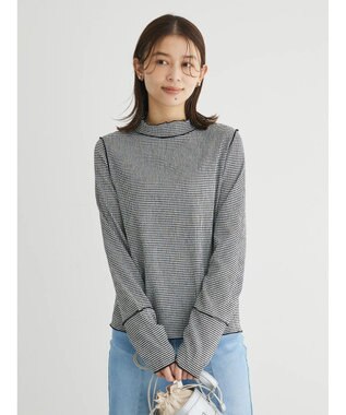 Green Parks 表面感ハイネックプルオーバー Gingham Check
