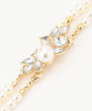 ANY 【ブローチ付】2連フェイクパール ネックレス ゴールド系