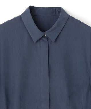 UNFILO L フィブリル ペプラムブラウス ディープブルー