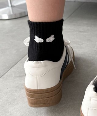 WEGO バック刺繍アンクルパイルソックス