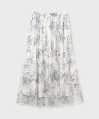 GRACE CONTINENTAL シャドーフラワープリントスカート グレー