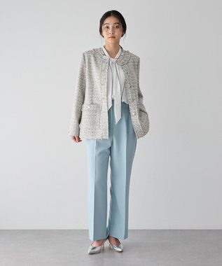 YECCA VECCA ノーカラーツイードジャケット Gray