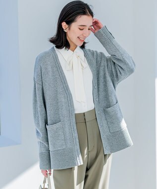 組曲 【WEB限定】SOBANEラメカーディガン ライトグレー系