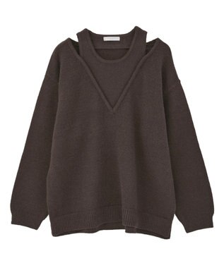 Green Parks フェイクレイヤードＶネックニットプルオーバー Brown
