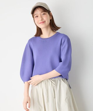 ANY パフスリーブニットプルオーバー ブルー