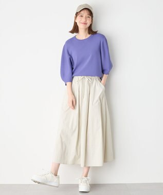 ANY パフスリーブニットプルオーバー ブルー