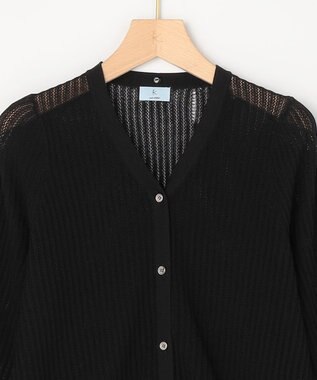 組曲 【先行予約・WEB限定】レーシーニット レース襟付き カーディガン ブラック系