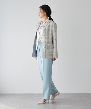 YECCA VECCA ノーカラーツイードジャケット Gray