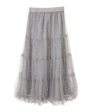 earth music&ecology チュールパールスカート Light Gray