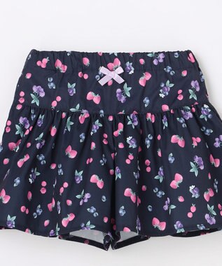 ANY KIDS 【洗濯機可能】総柄フルーツ キュロット ネイビー