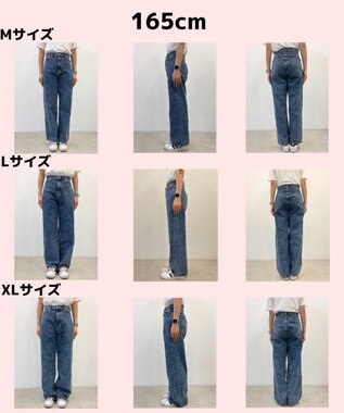 WEGO ウエストフィットワイドストレートデニムパンツ デニム中濃加工色