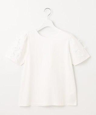 Feroux 【UVケア】ランダムリボンスリーブ Tシャツ ホワイト系