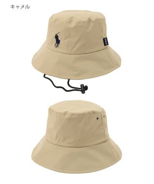 MOONBAT 【WEB限定/遮光/撥水】POLO RALPH LAUREN 晴雨兼用 バケットハット ／つば遮光生地 レインハット あご紐 キャメル