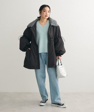 Green Parks ラメＶネックコンパクトニットプルオーバー Mint