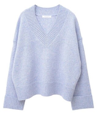 Green Parks ラメＶネックコンパクトニットプルオーバー Purple