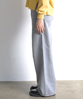 caqu スッキリ足長効果 ハイライズバギーシルエットデニム gray used