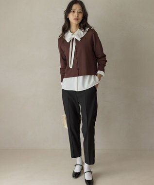 組曲 【WEB限定】ボウタイ付きフリルカラー ブラウス アイボリー系