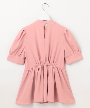 Feroux 【洗える】ペプラム ボウタイブラウス ピンク系