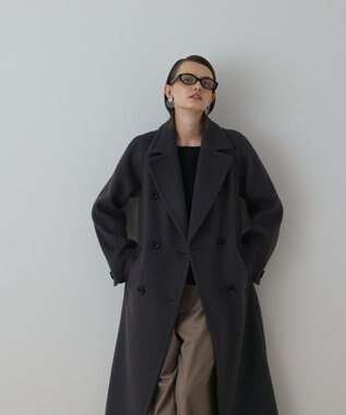 GRACE CONTINENTAL ショートビーバーロングコート チャコール