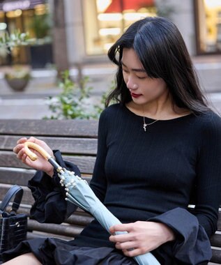 AURORA 【WEB限定】パール晴雨兼用傘（1段スライドショート） サックス