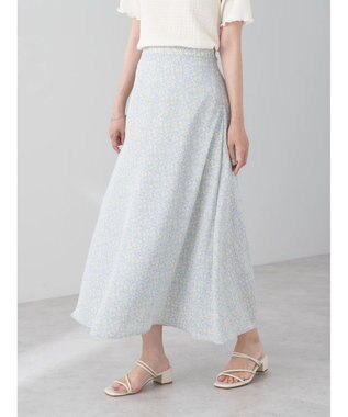 earth music&ecology フラワープリントフレアスカート Sax