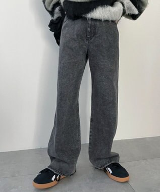 WEGO 【新色追加/美脚/XSSMLサイズ展開】ストレートデニムパンツ ブラックその他