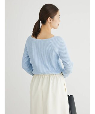 Green Parks 洗える　スクエアネックリブニットプルオーバー Blue