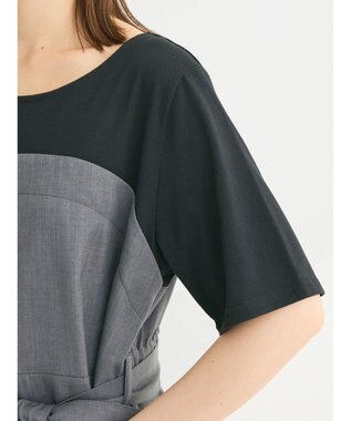 Green Parks 共ベルト付きビスチェ風ドッキングワンピース Gray Mixture