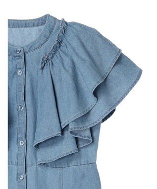 earth music&ecology ラッフル前開きデニムワンピース Light Indigo