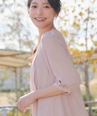 Tiaclasse L ラップ風ジョーゼットチュニック ピンク