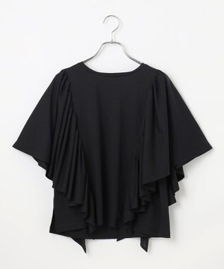 #Newans 【乾燥機可能/接触冷感】ラッフルフリルカットソー ブラック