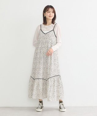 earth music&ecology 切替パイピングフラワーキャミワンピース Ivory