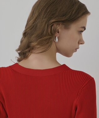 GRACE CONTINENTAL ペプラムニットカーディガン レッド