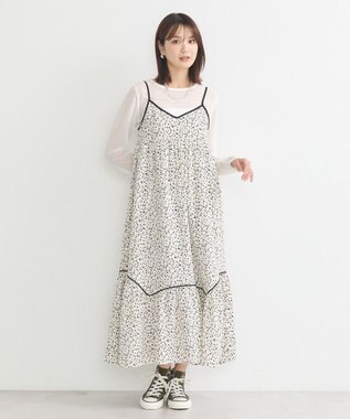 earth music&ecology 切替パイピングフラワーキャミワンピース Ivory