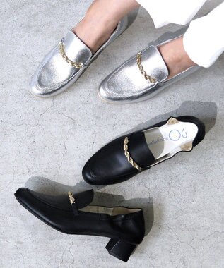 nouvelleRobe Oū 【本革・高反発】Spiral-bit loafers  ヒールローファー シルバー