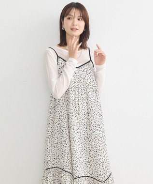 earth music&ecology 切替パイピングフラワーキャミワンピース Ivory