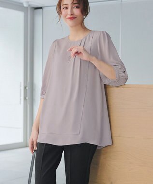 Tiaclasse L ラップ風ジョーゼットチュニック グレー