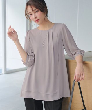 Tiaclasse L ラップ風ジョーゼットチュニック グレー