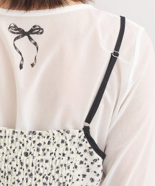 earth music&ecology 切替パイピングフラワーキャミワンピース Ivory